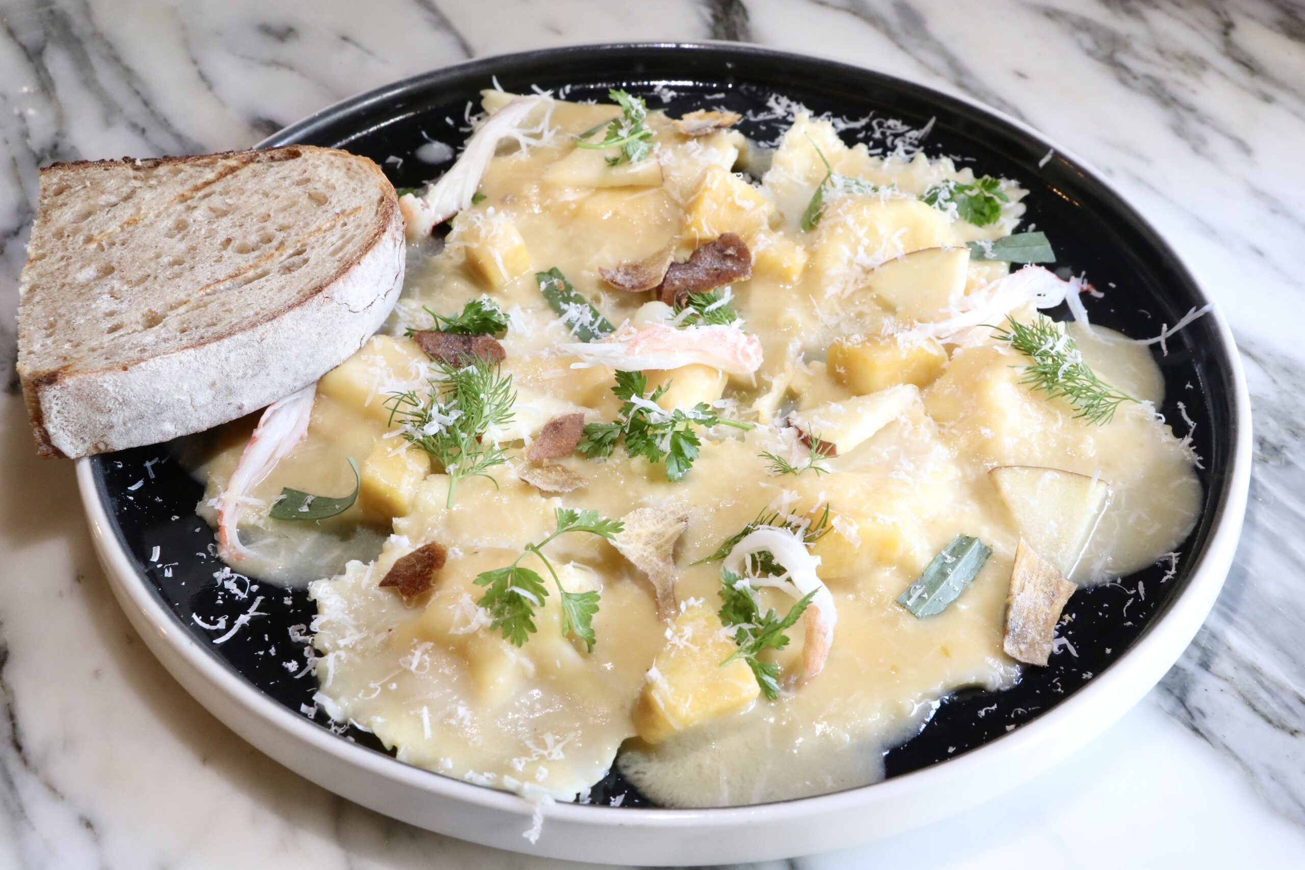 Crab and Annou sweetpotato Ravioli 