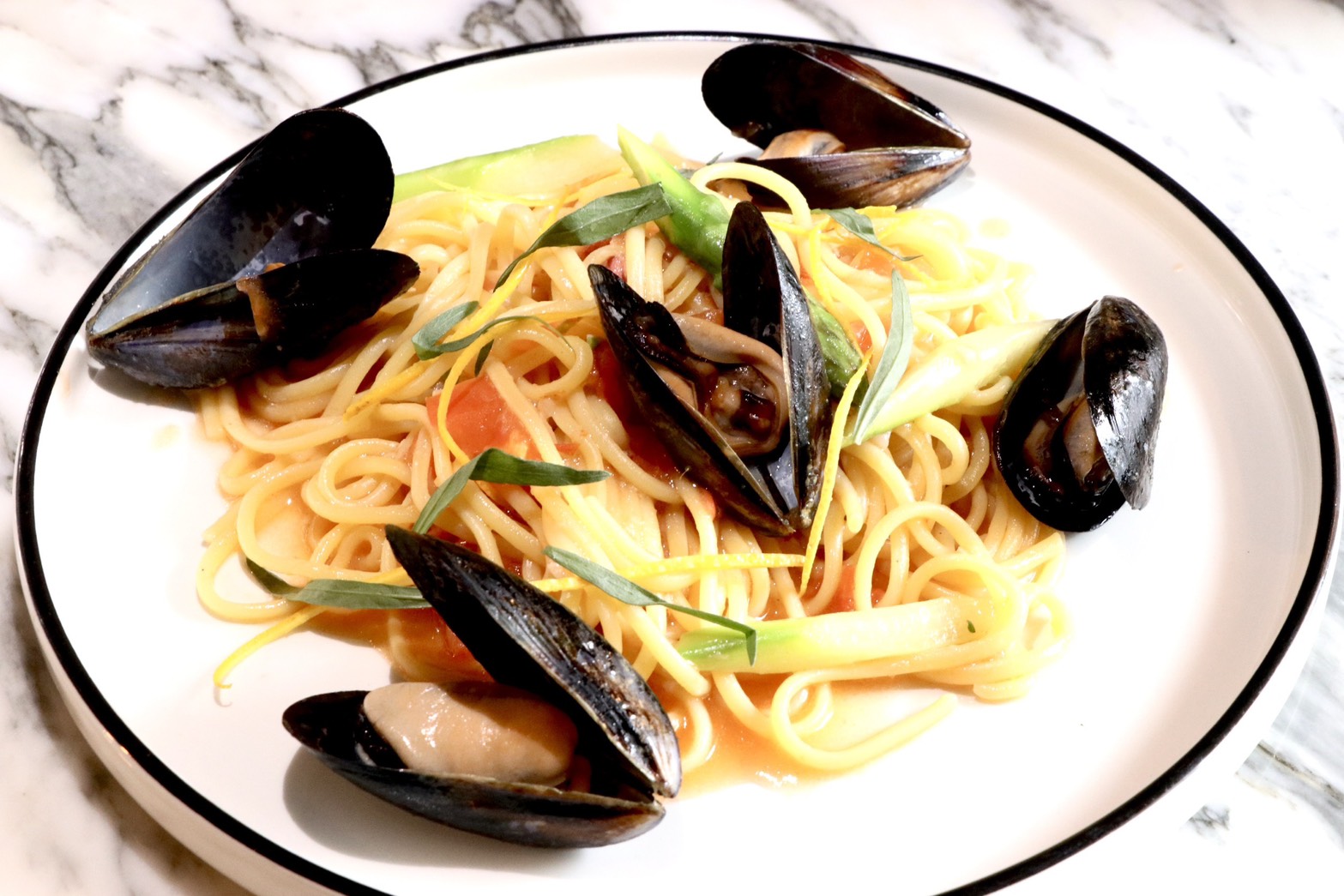 Mussels and BloodOrange Pasta